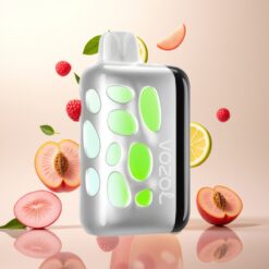 VOZOL RAVE 40000 Engangsvape Fersken Bringebær Lemonade – 270° Glød, Beat-Synced Party Mode, 1000mAh Batteri