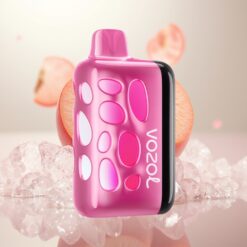 VOZOL RAVE 40000 Engangsvape Fersken Is – Glødende Design, Beat-Synket Partymodus, 20/50mg/ml Nikotin, 1000mAh Batteri