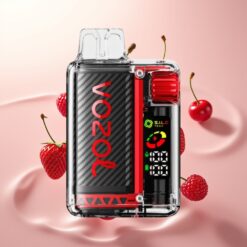 VOZOL Vista 20000 Puffs Gjenoppladbar – Jordbær Bringebær Kirsebær – 650mAh Batteri, 2% Nikotin, OLED Skjerm, 6-trinns Effektjustering