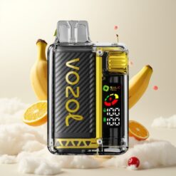 VOZOL Vista 20000 Puffs Gjenoppladbar med 650mAh Batteri, 2% Nikotin, Dragefrukt Banan Kirsebær – OLED Skjerm, MCU Chip, 6-trinns Effektjustering