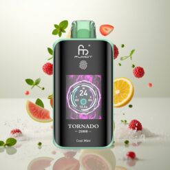 Fumot Tornado 25000 Puffs Engangsdamper Kjølig Mynte med HD-skjerm, 700mAh batteri, 20ml e-væske