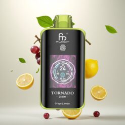 Fumot Tornado 25000 Puffs Engangsdamper med HD-skjerm, 700mAh batteri, 20ml e-væske, 0/2%/3%/5% nikotin – Druer og Sitron