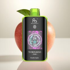 Fumot Tornado 25000 Puffs Engangsdamper med HD-skjerm, 700mAh batteri, 20ml e-væske – Dobbel Eple