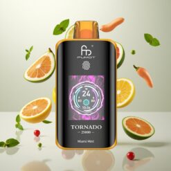 Fumot Tornado 25000 Puffs HD-skjerm, 700mAh batteri, Miami Mynte, 20ml e-væske, 0/2%/3%/5% nikotin