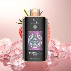 Fumot Tornado 25000 Puffs Oppblåsbar E-sigarett med HD-skjerm, 700mAh batteri, 20ml fylt e-væske, Type-C lading – Jordbær Is