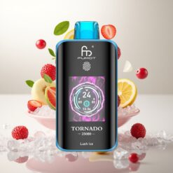 Fumot Tornado 25000 Puffs Oppblåsbar E-sigarett med HD-skjerm, 700mAh batteri, 20ml fylt væske, 0/2%/3%/5% nikotin, Type-C lading - Lush Ice (Saftig Is)