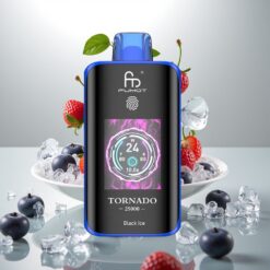 Fumot Tornado 25000 Puffs Svart Is – HD Skjerm, 700mAh Batteri, 20ml E-væske, Type-C