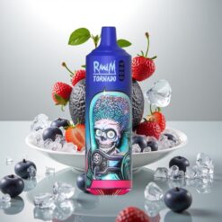 RandM Tornado 9000 Puffs – 850 mAh, 18 mL, Mesh Coil, RGB Display, 54 Smaker, RandM Fumot Tornado 9000 Puffs Engangsvape Svart Is