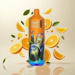 RandM Tornado 9000 Puffs – 850 mAh, 18 mL, Mesh Coil, RGB Display, Appelsinbrus