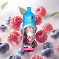 RandM Tornado 9000 Puffs – 850 mAh, 18 mL, Mesh Coil, RGB Display – Blåbær Sur Bringebær
