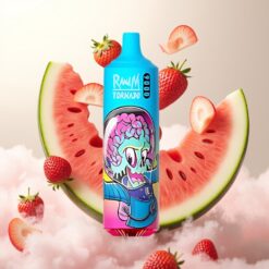 RandM Tornado 9000 Puffs - 850 mAh, 18 mL, Mesh Coil, RGB Display, Jordbær Vannmelon