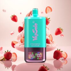 VapSolo Triple 30000 Puffs – Jordbær Iskrem – 40ml E-Liquid, 20/50 mg/ml Nikotin, Type-C Lading