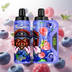 VapSolo VIKING 12000 Puffs Engangs Vape Blåbær Bringebær – 22ml, 20 mg/ml & 50 mg/ml, Type-C