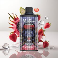 Vapsolo Super 15000 Puffs Engangsdamper Svart Is Dragefrukt Jordbær – 40ml, 850mAh, Type-C