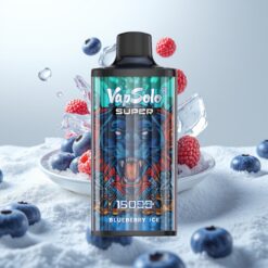 Vapsolo Super 15000 puffs Blåbær Is – 40ml, 850mAh, Type-C