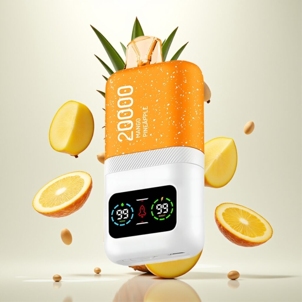 Aivono AIM MAGIC 20000 Puffs Oppblåsbar E-sigarett med Mango Ananas, 20.000 Puff, 26ml E-væske, LCD-skjerm, Type-C-lading