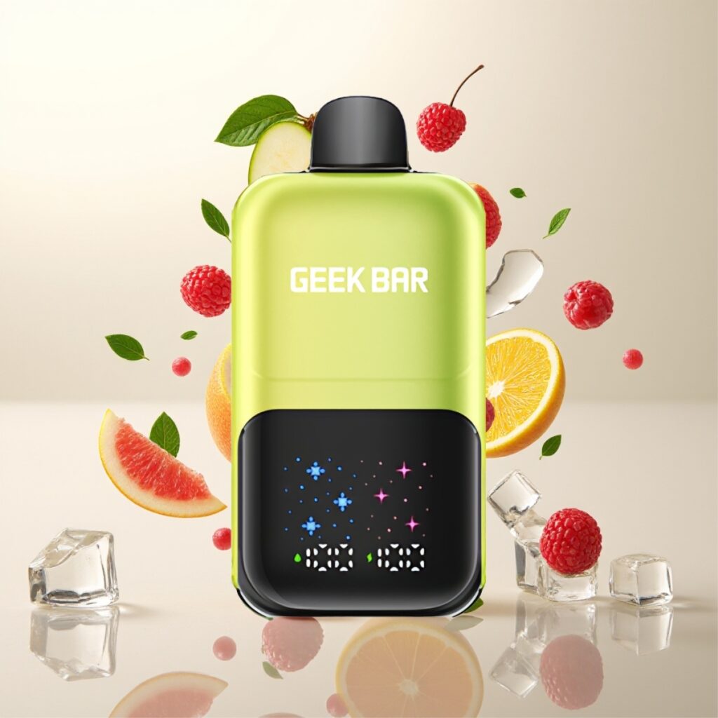 GEEK BAR 2GO 20ml 50000 Puffs Two Series Engangs Vape Pen med Interaktiv Stor Skjerm, Justerbar Smak/Kulhet, 5% Nikotinsalt – Sur Eple Is