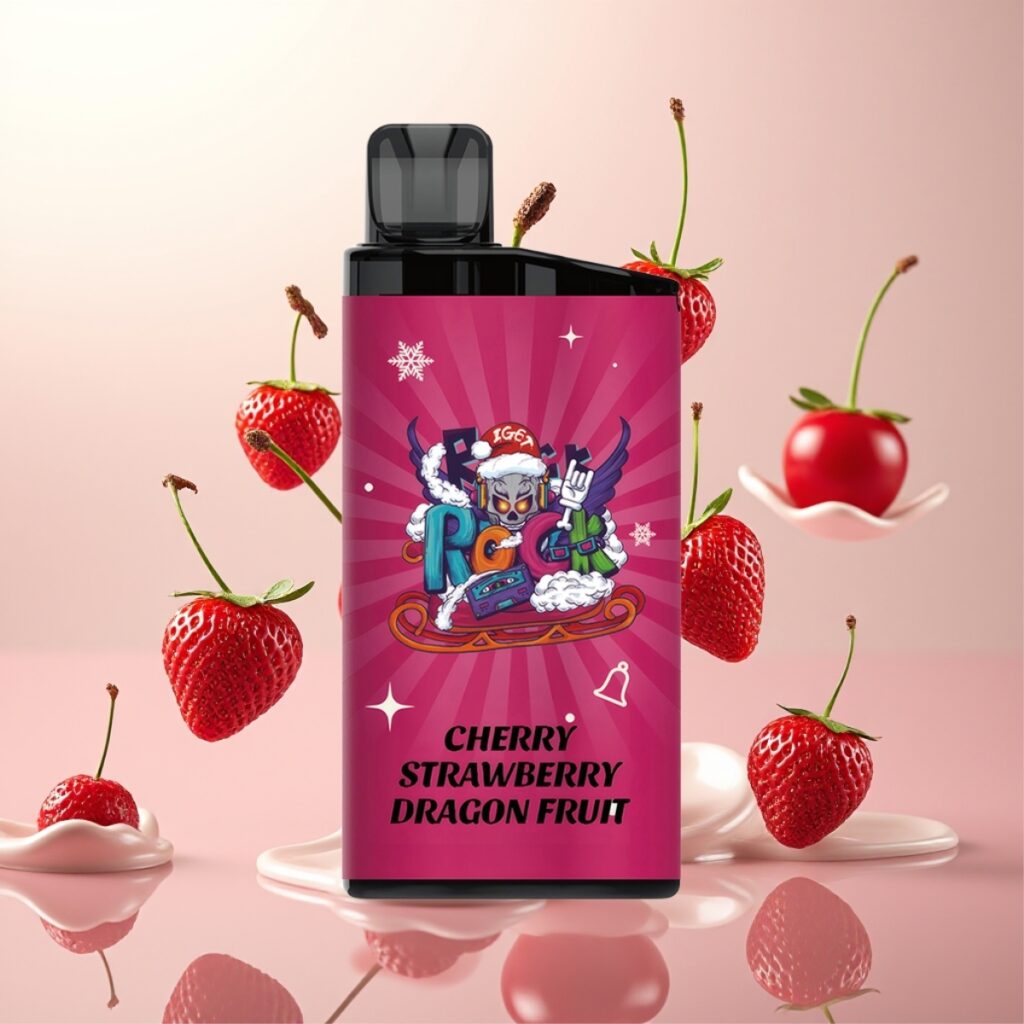 IGET Bar 3500 Puffs Engangsdamper Kirsebær Jordbær Dragefrukt – 1400 mAh, 1,2 Ohm Mesh Coil