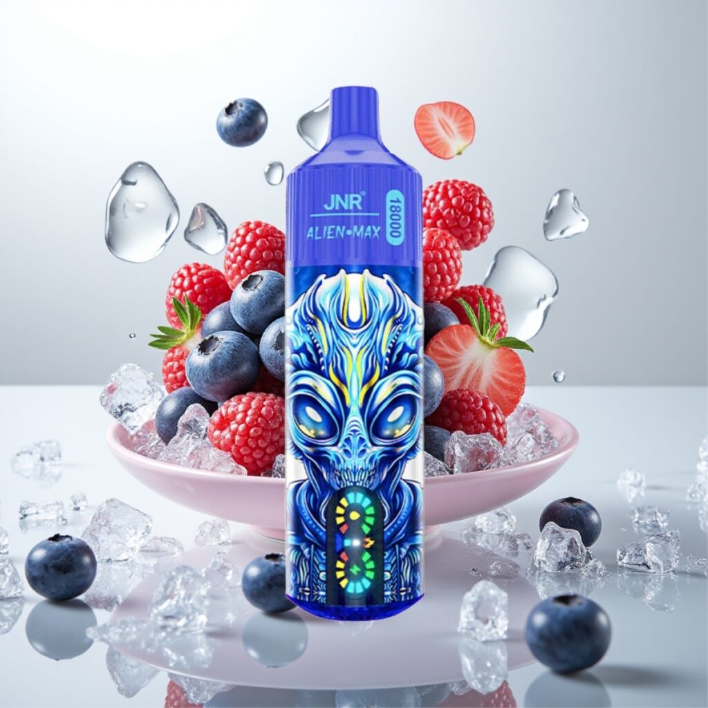 JNR Alien Max 18000 Puffs Blåbær På Is – Smart LED-skjerm, Dual Mesh Coil, 28ml E-væske, Type-C-lading