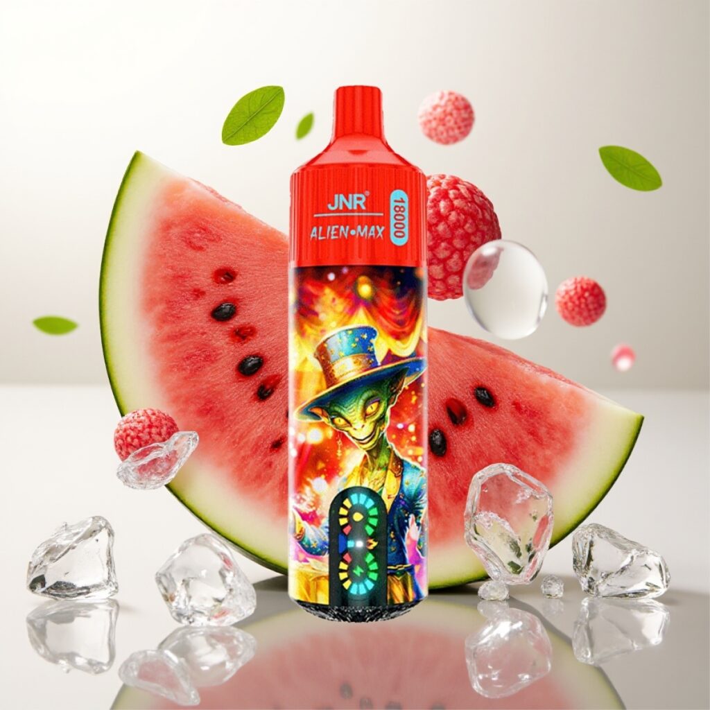 JNR Alien Max 18000 Puffs Engangs Vape Vannmelon Is, Smart LED Display, Dual Mesh Coil, 850mAh Battery, Type-C Lading