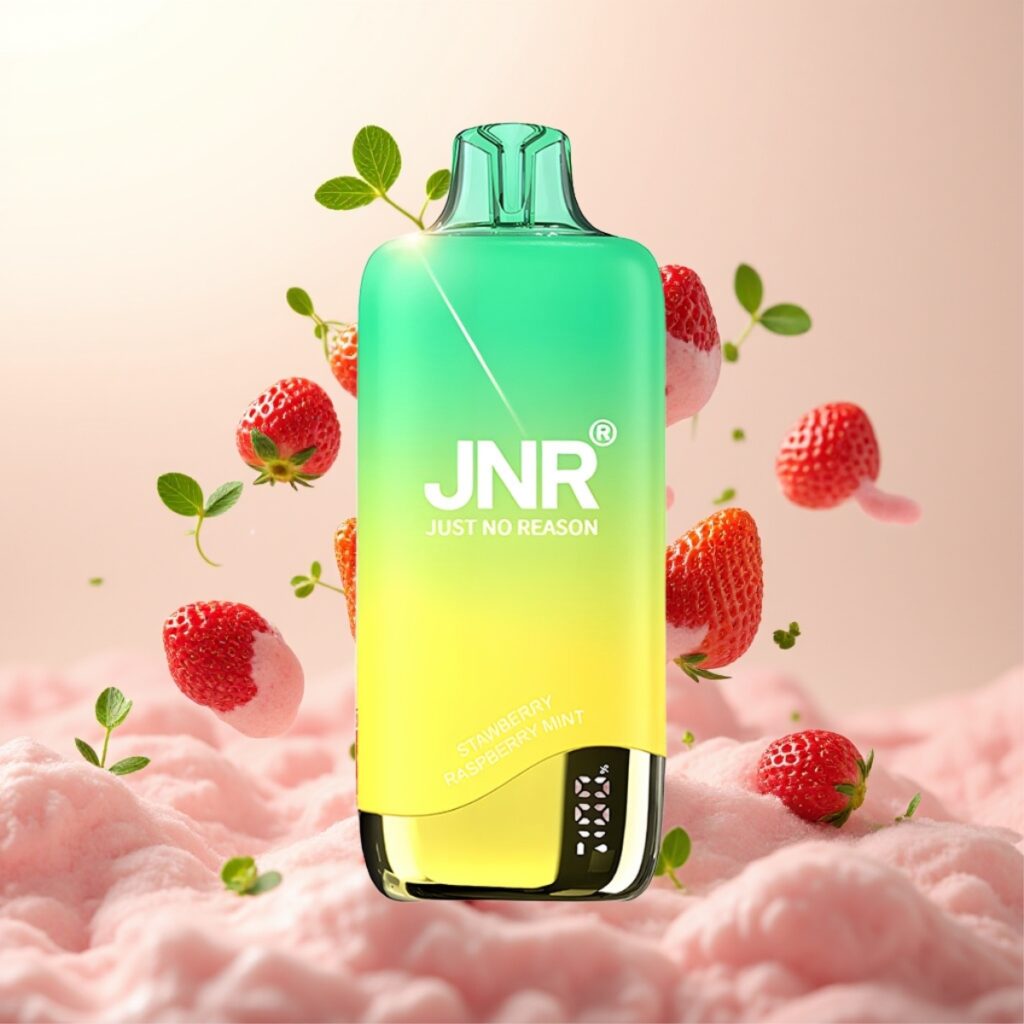 JNR Rainbow 10500 Puffs Engangs Vape Jordbær Ferskenmynte – 10500 Puffs, 18ml, Type-C-lading