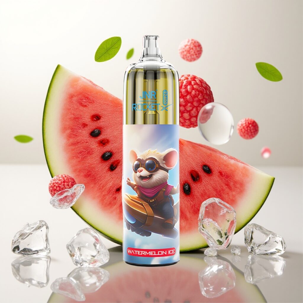 JNR Rocket-X 12400 Puffs Engangsvaper med Justerbar Luftstrøm, RGB-lys, 850mAh Batteri - Vannmelon Is