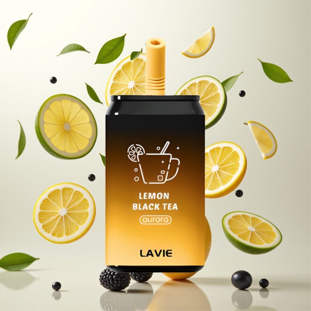 LAVIE Aurora 11000 Puffs Engangsdamper Sitron Svart Te – 22ML, 650mAh, Type C