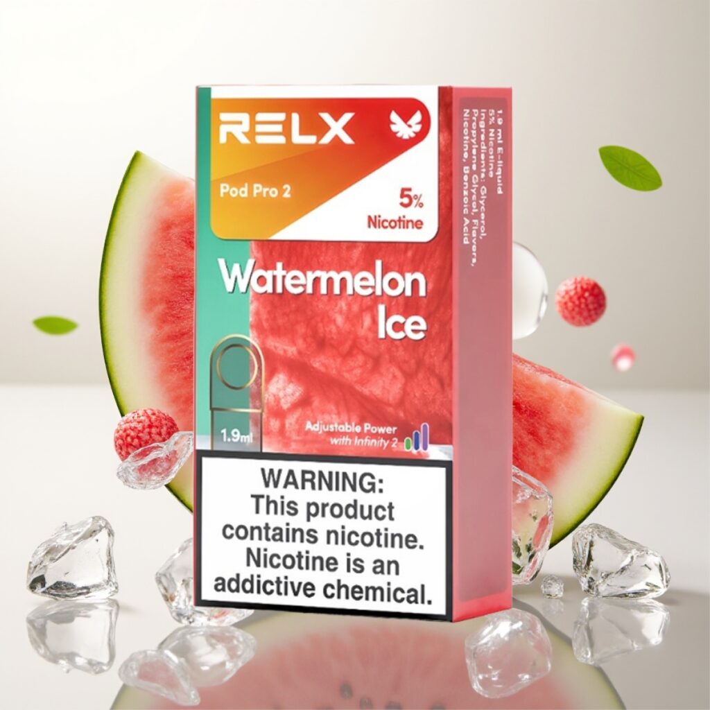 RELX Pod Pro 2 Vannmelon Is – 5% nikotin, 600 puff, 1.9ml, 3 spenningsjusteringer