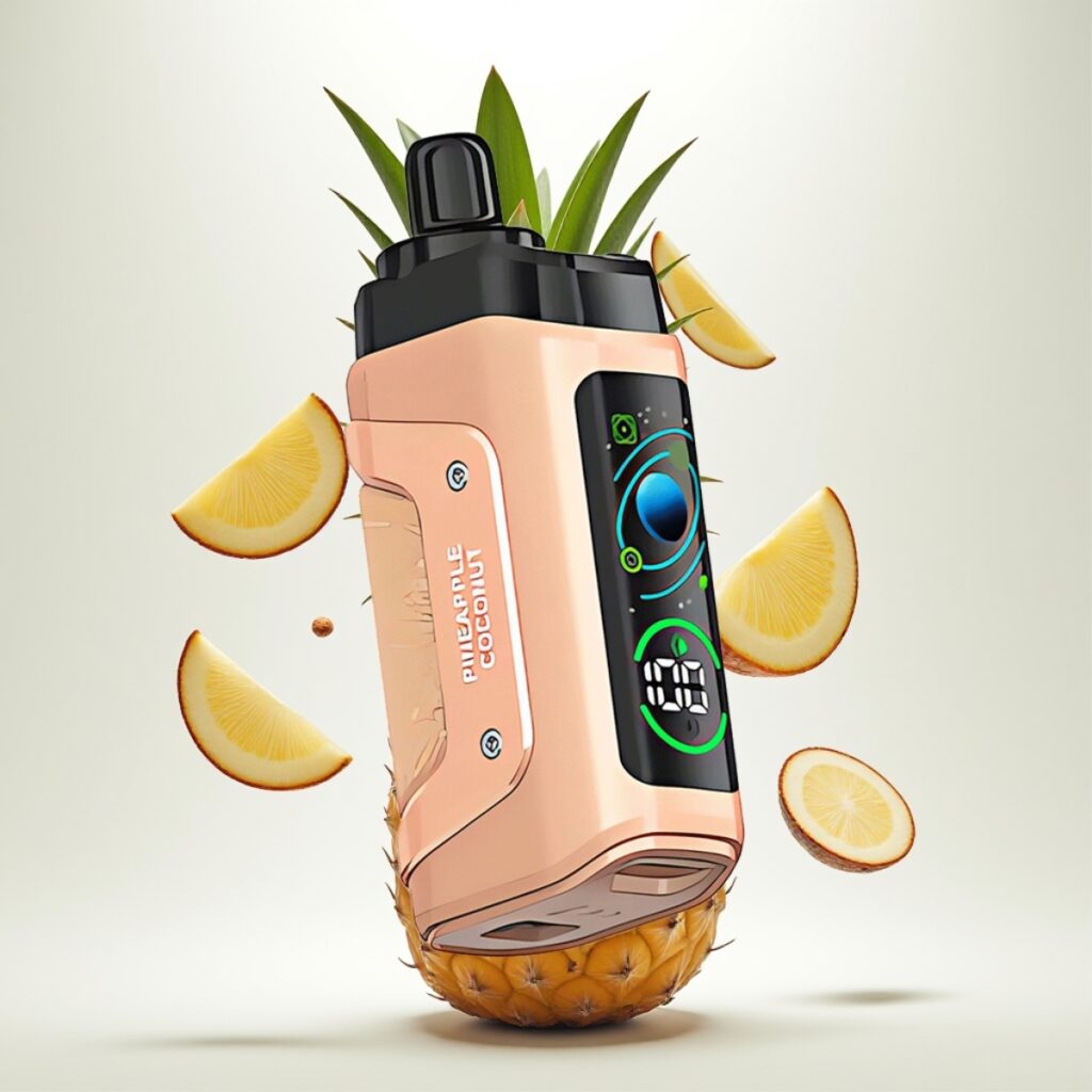 Razz Bar 45000 Puffs Engangs Vape Ananas Kokos – 1.0 Ohm Mesh Coil, Justerbar Luftstrøm, 650 mAh Batteri