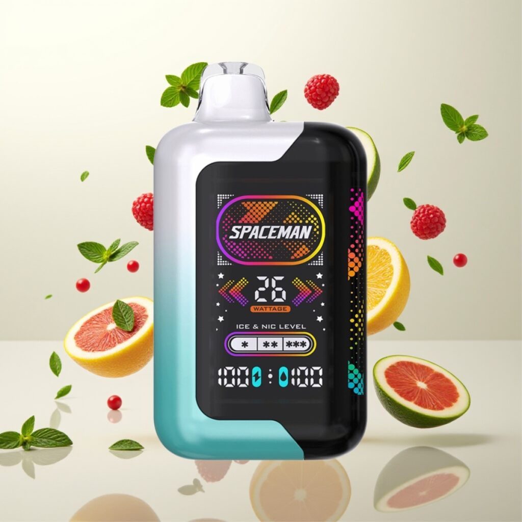 Spaceman SP40000 Zero Nikotin Engangsdamp med 20ml, 1000mAh batteri, 40000 puffs, frisk mynte