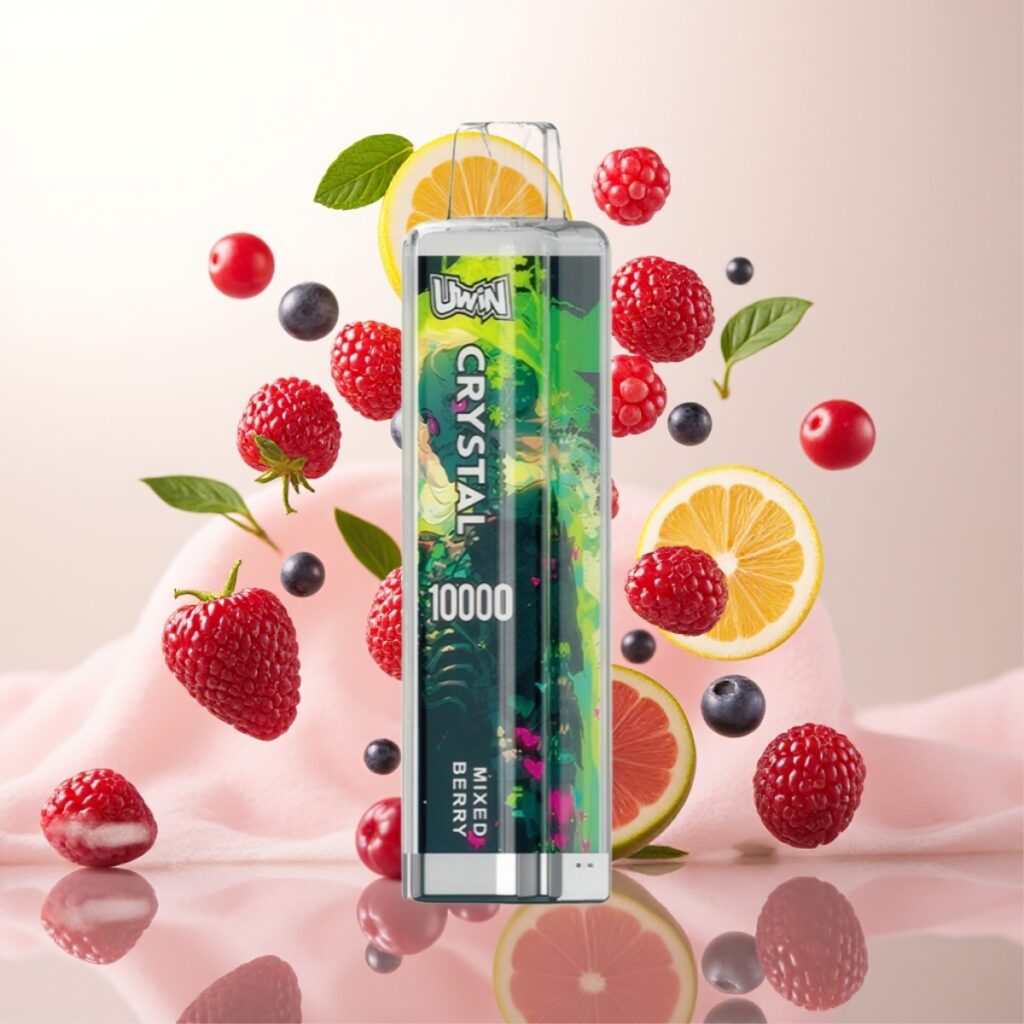 UWIN Crystal 10000 Puffs Blandet Bær – 18ml, 650mAh, Type-C, 0.8 Ohm mesh coil