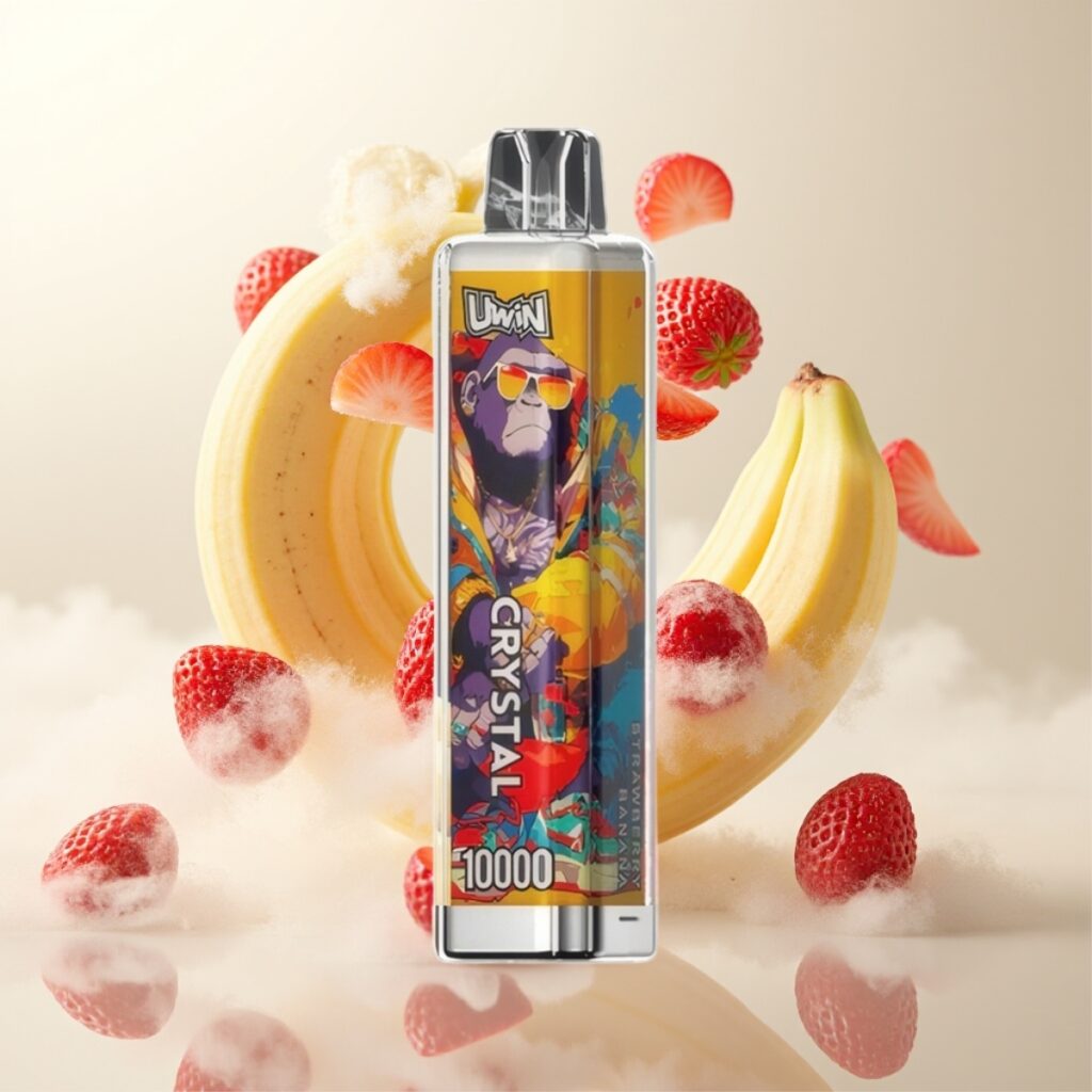 UWIN Crystal 10000 Puffs – Jordbær Banan, 0%/2%/3%/5% nikotin, 18ml, 650mAh, Type-C