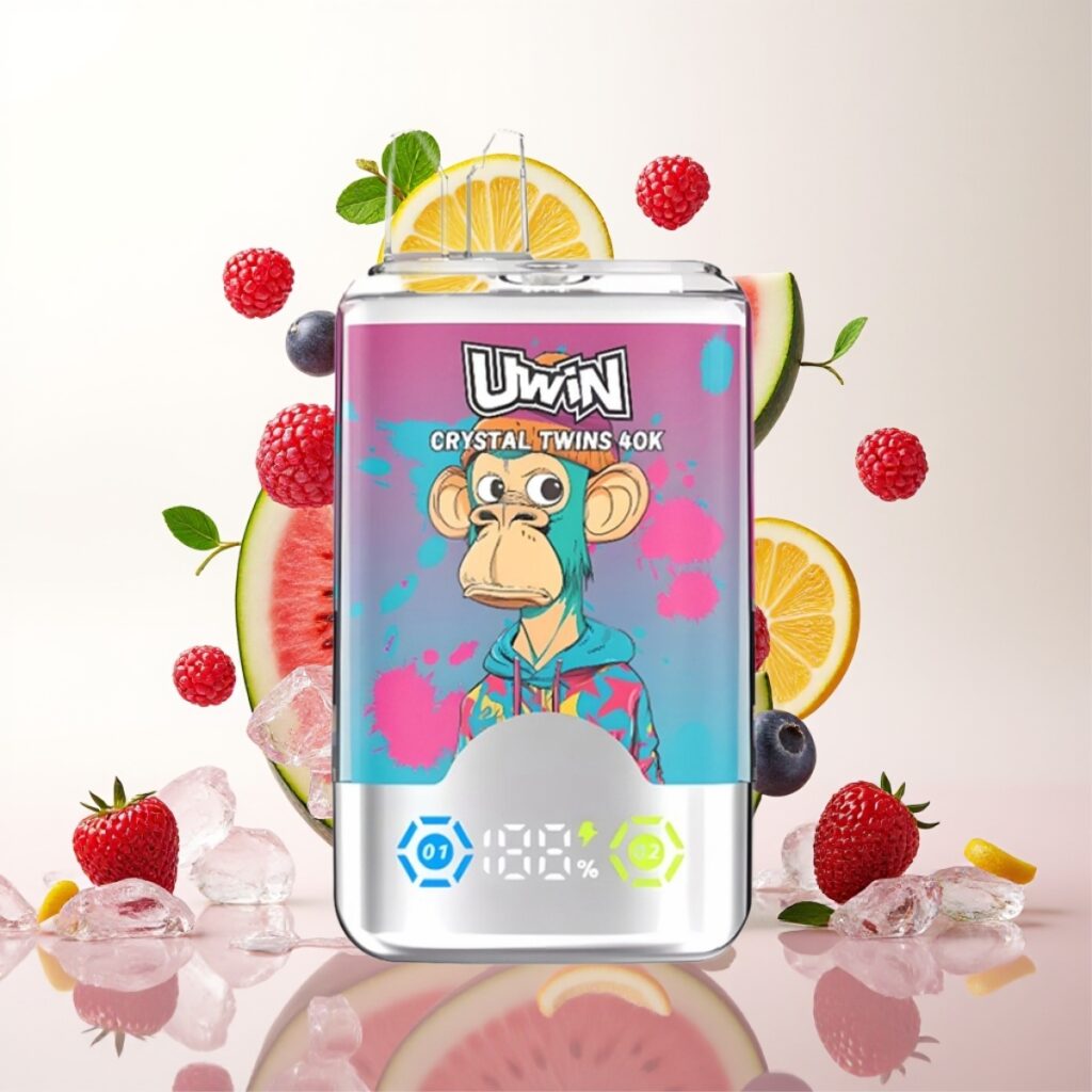 UWIN Crystal Twins 40000 Puffs – 32ml, 850mAh, Type-C – Vannmelon Is og Blandede Bær