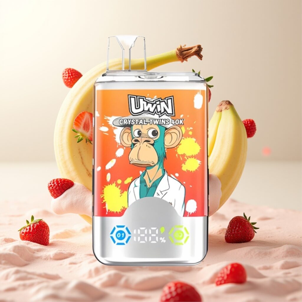 UWIN Crystal Twins 40000 Puffs - Jordbær og Banan Kjærlighet 66, 32ml, 850mAh, Type-C