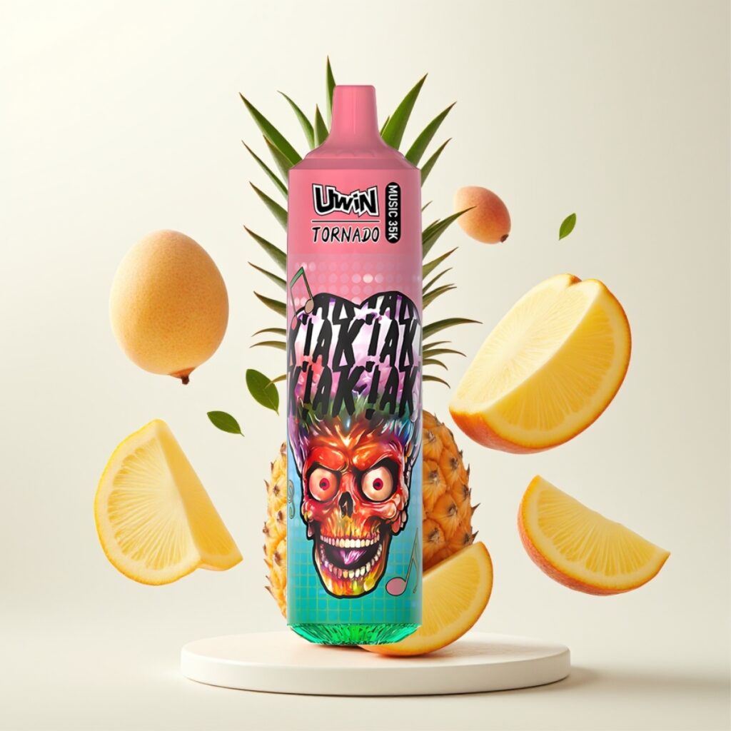 Uwin Tornado 35K Music Engangs Vape Peachy Mango Pineapple – 35 000 puff, 600mAh, Type-C